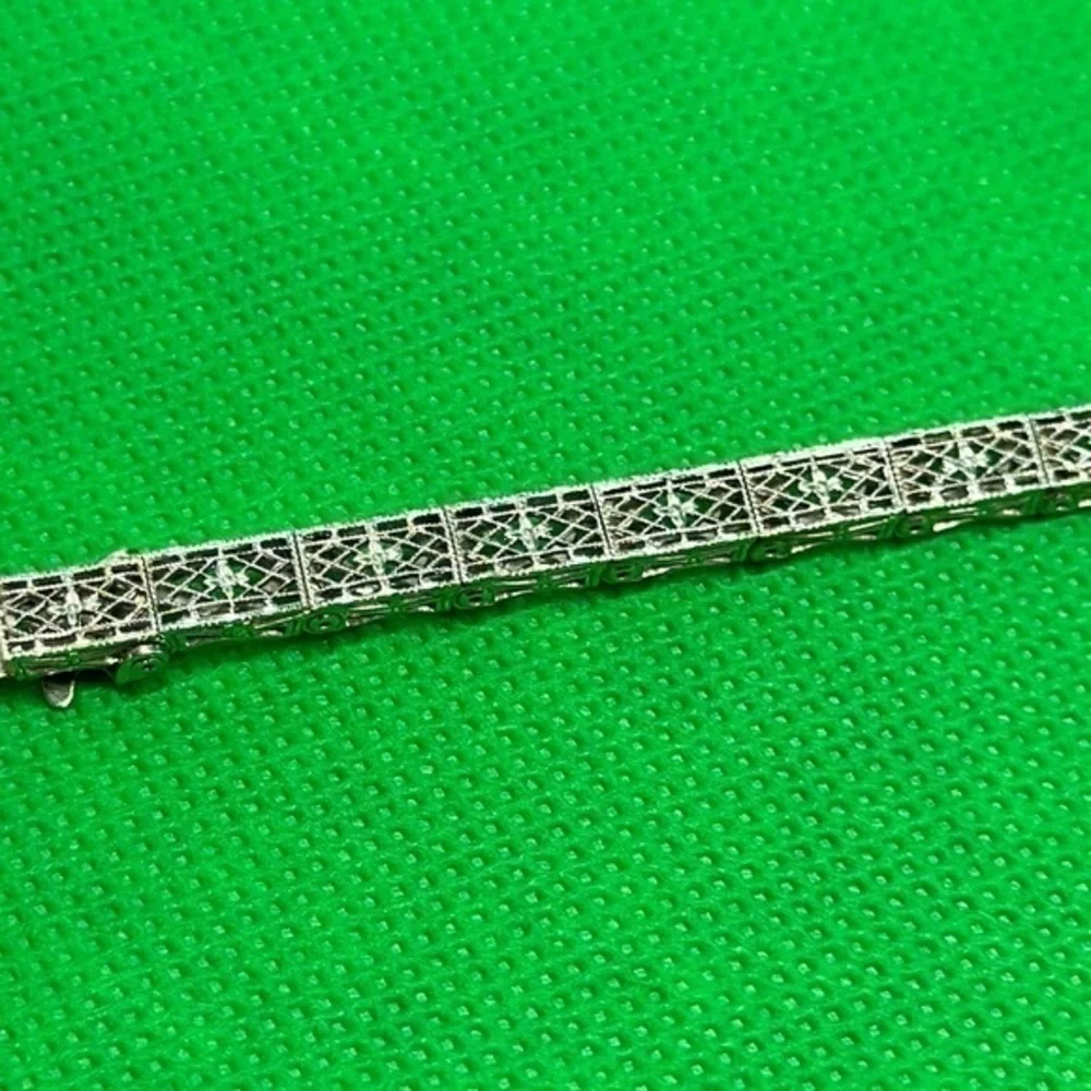14k Diamond sapphire blue real white solid gold‎ and diamond